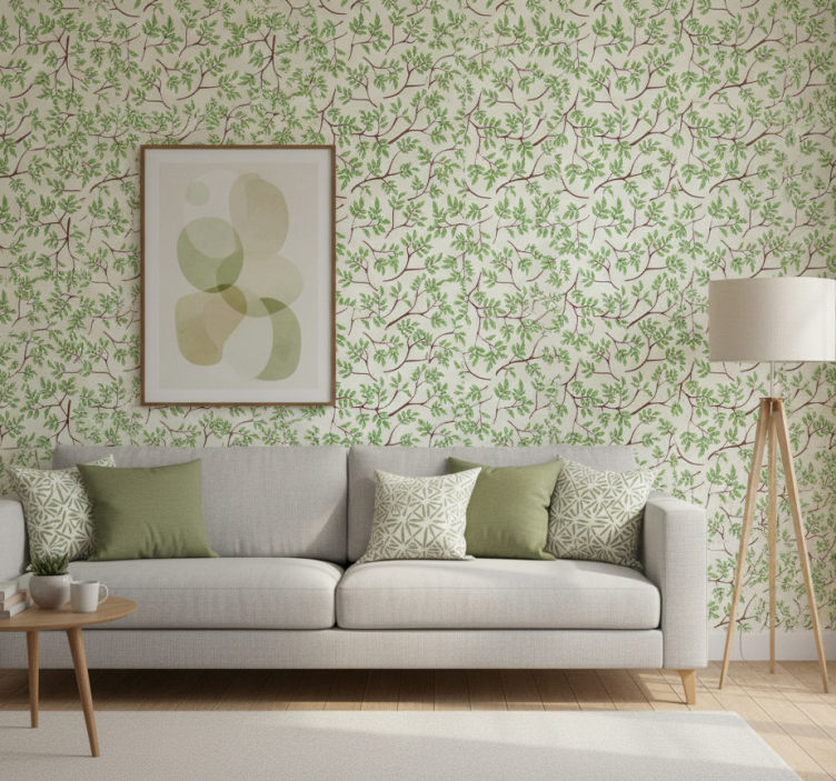 Behang boom dunne takken patroon - TenStickers