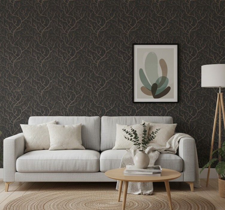 Behang boom scandinavisch stijl nacht bos - TenStickers