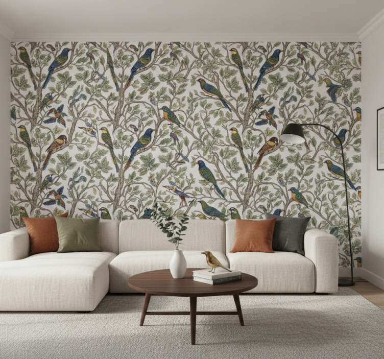 Behang boom vogels in het bos (b06wd69gpb) - TenStickers