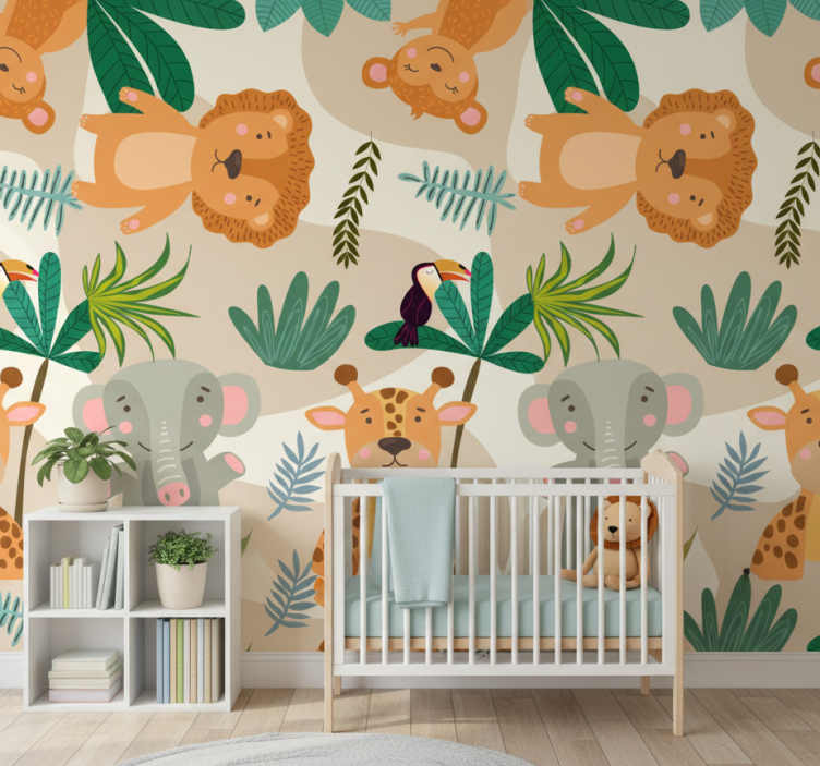 Behang dieren kids scandinavische jungle dieren - TenStickers