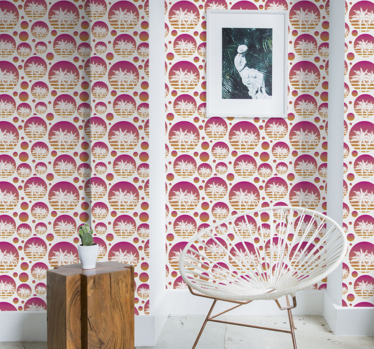 Geometrisch behang Zonsondergang vintage landschap - TenStickers