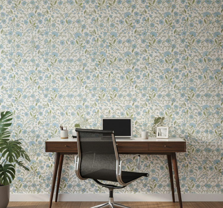 Behang kantoor bloem op een witte achtergrond - TenStickers