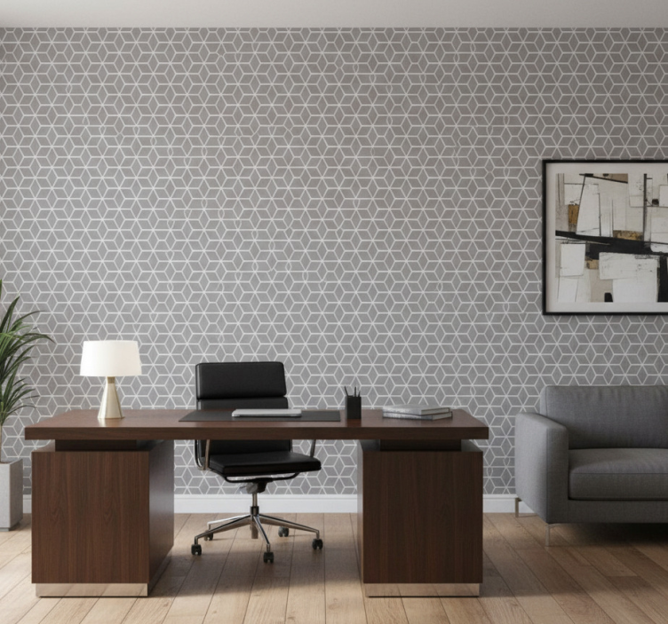 Behang kantoor grijs en wit hexagon patroon - TenStickers