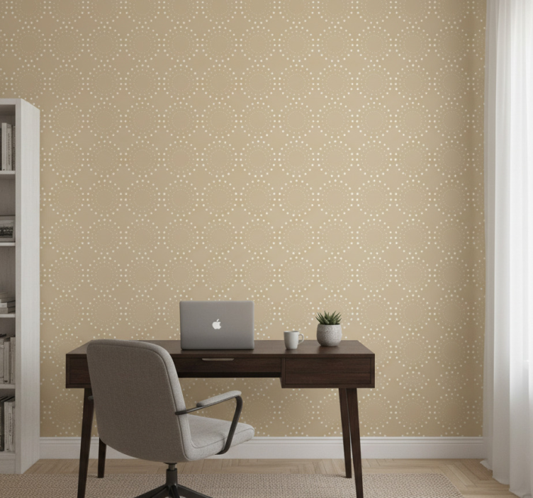 Behang kantoor lichtbeige achtergrond met witte cirkels - TenStickers