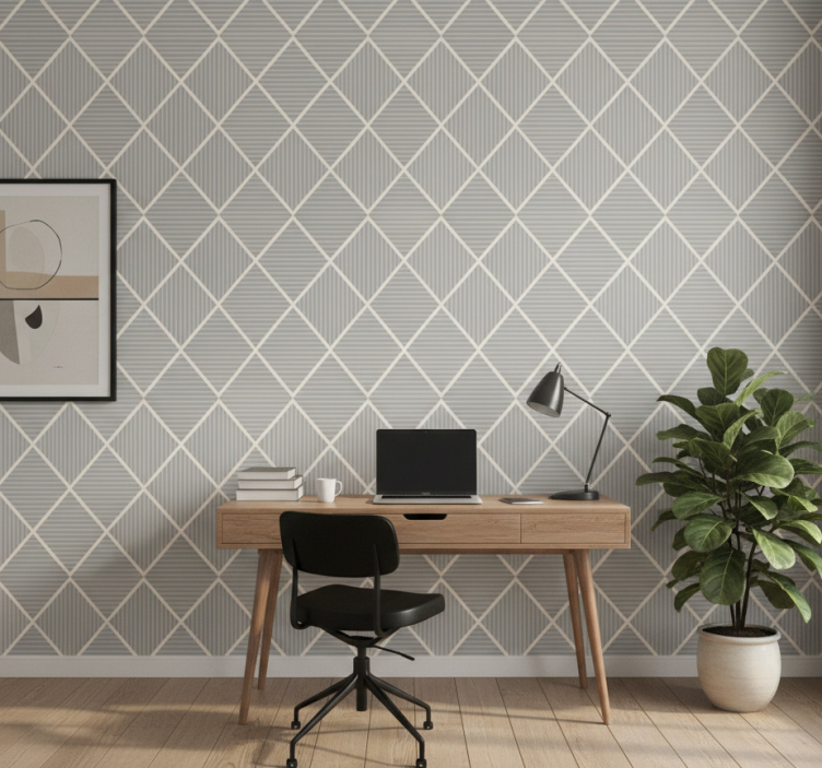Behang kantoor onregelmatige grijze ruiten - TenStickers