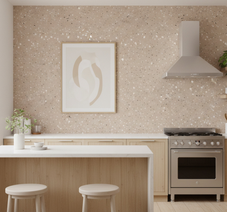 Behang keuken beige terrazzo textuur - TenStickers