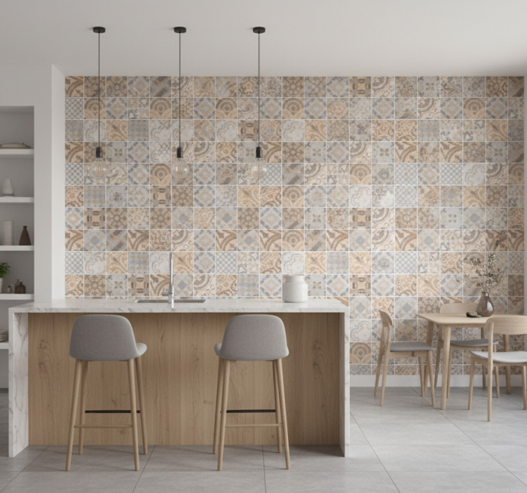 Behang keuken cement arancioni - TenStickers