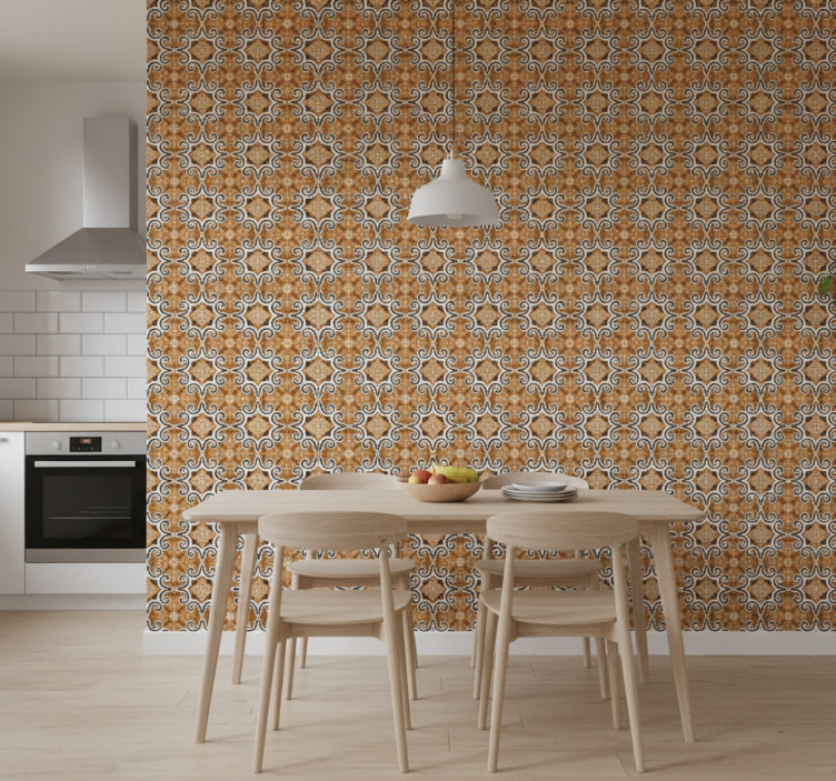 Behang keuken cementstijl tegels - TenStickers