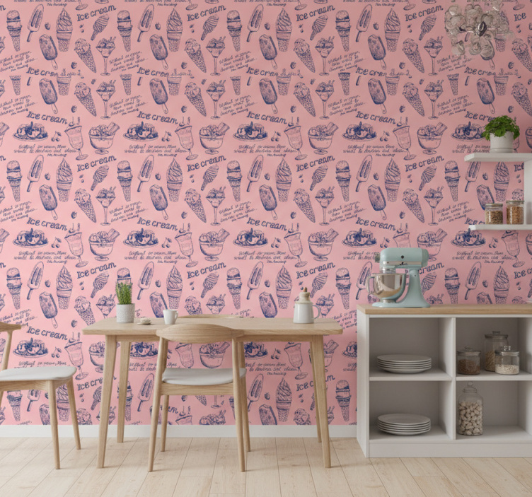 Behang keuken ijssalon lekkernijen - TenStickers