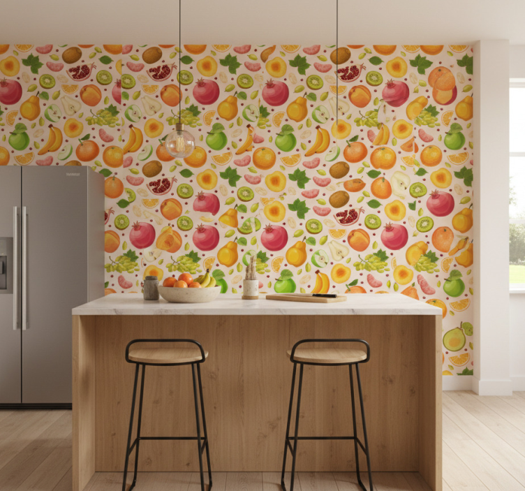 Behang keuken kleurrijke fruitmix - TenStickers