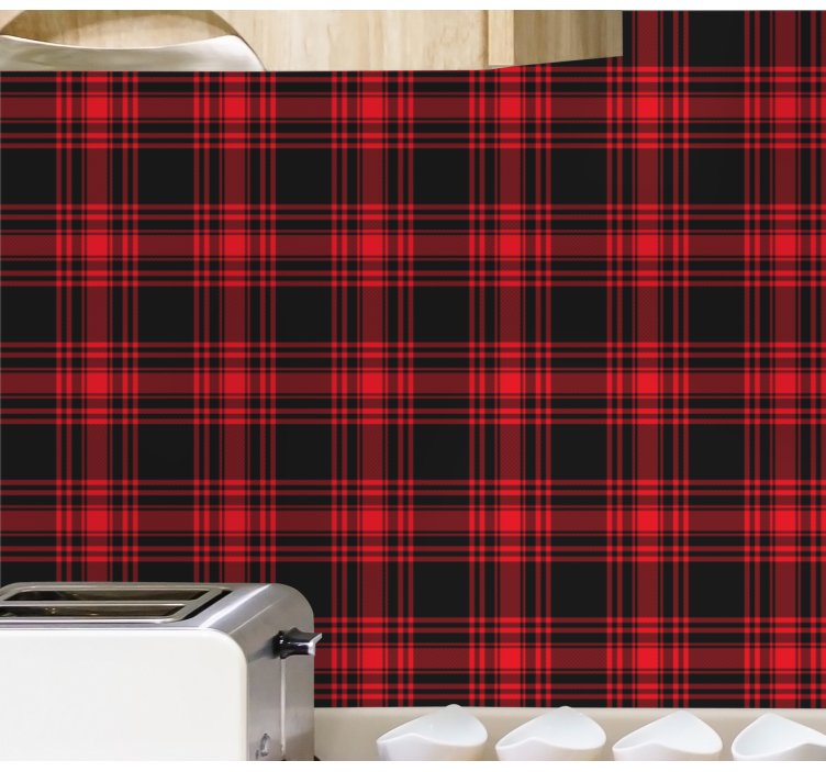 Keuken behang Menzies tartan zwart rood ruitpatroon - TenStickers