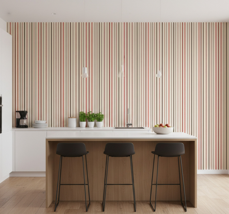 Behang keuken met gestructureerd streeppatroon - TenStickers