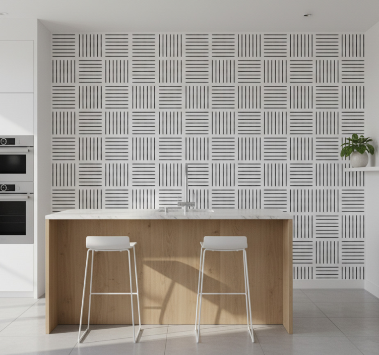 Behang keuken nordic lijnen - TenStickers