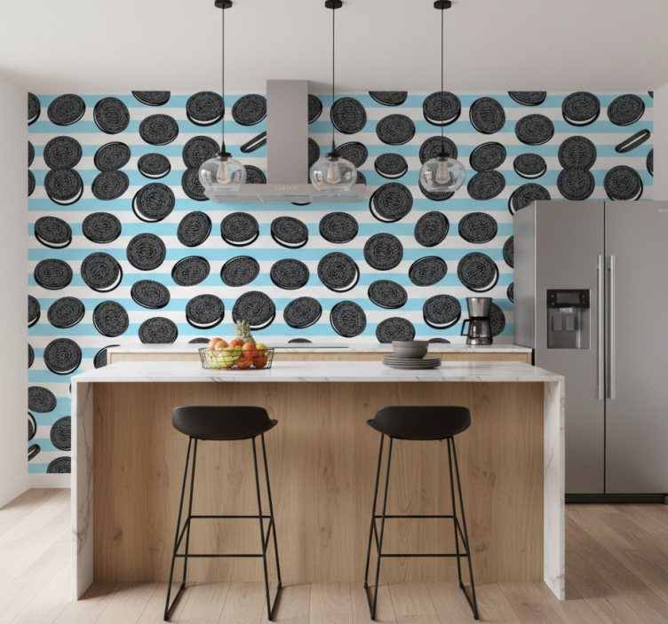 Behang keuken oreo gestreept patroon - TenStickers