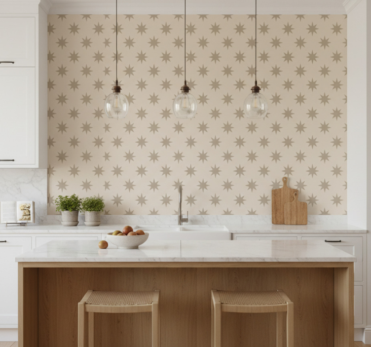 Behang keuken sterretjes beige motief - TenStickers