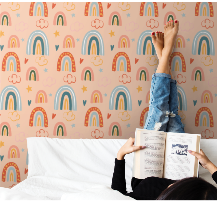 Kinderbehang Patroon kinderen thema regenboog - TenStickers