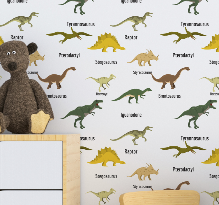 Behang Realistische dinosaurussen met namen - TenStickers