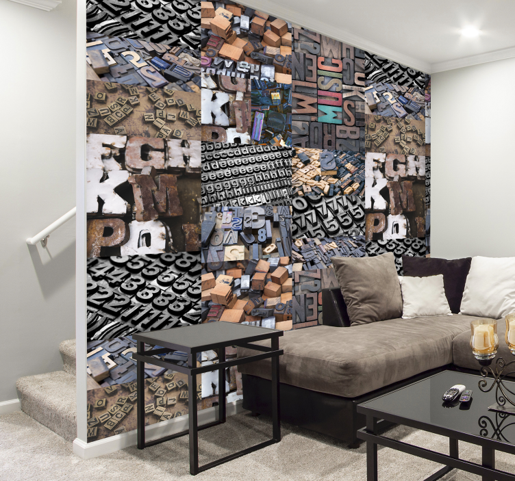 Behang met verschillende letters en designs - TenStickers