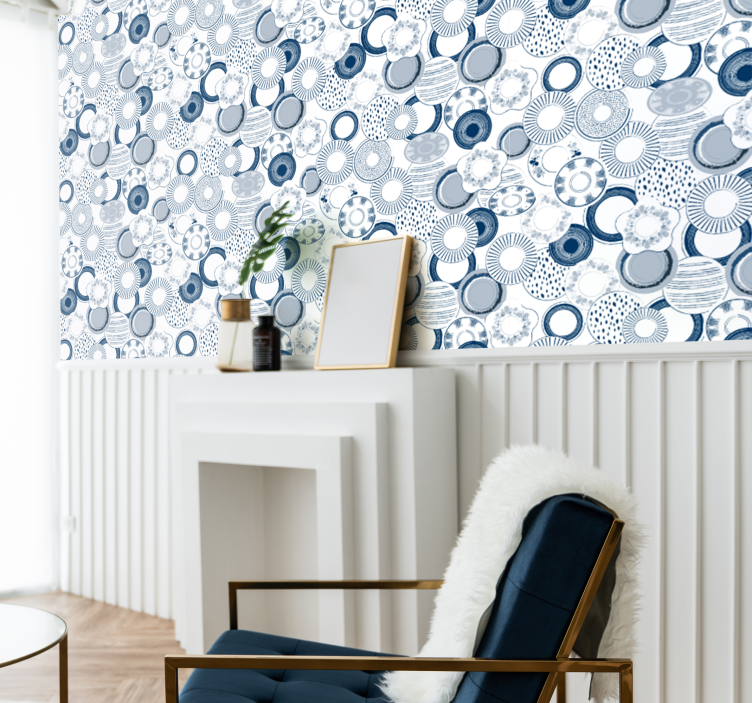 Behang Ornamental delfstblauw - TenStickers