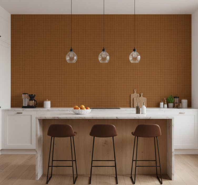 Behang print bruine vierkanten oppervlak - TenStickers