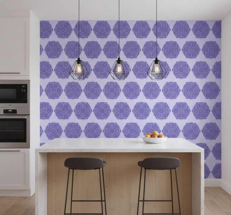 Behang print ingewikkelde paarse hexagons - TenStickers