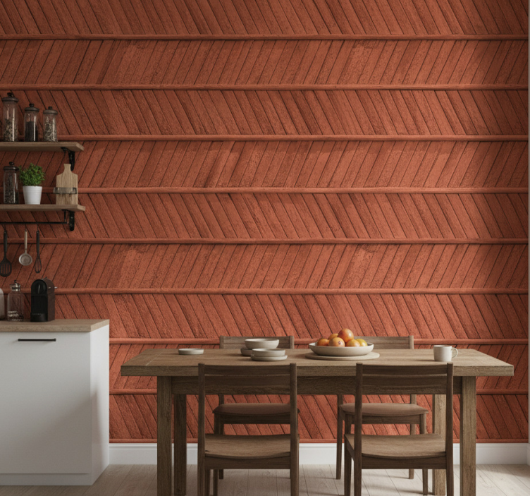 Behang print visgraat houtpatroon - TenStickers