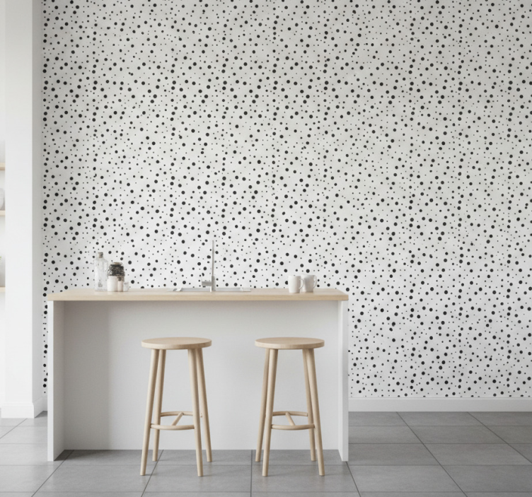 Behang print zwarte stippen - TenStickers