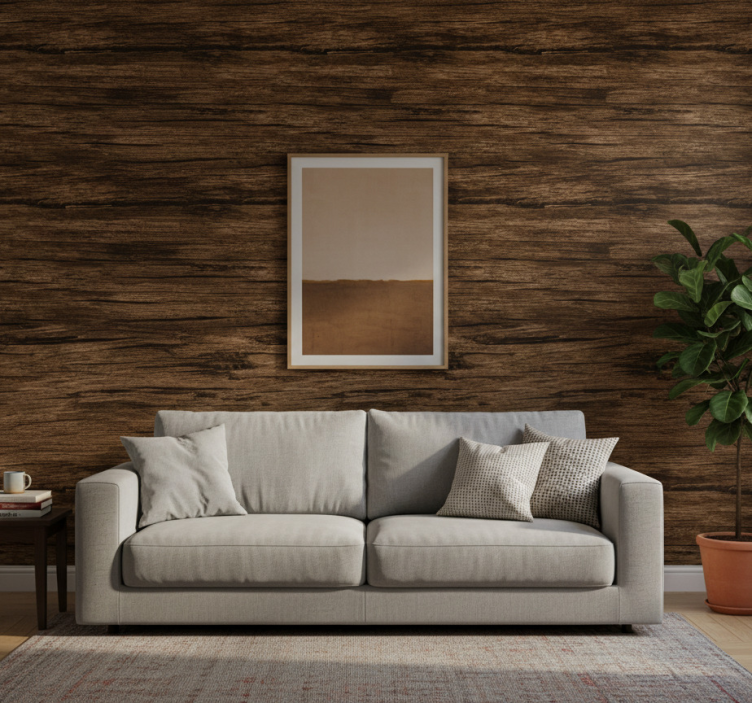 Behang rustiek gestreept donkerbruin - TenStickers