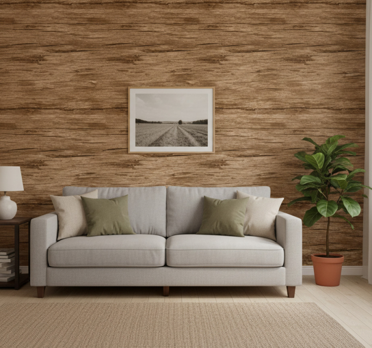 Behang rustiek gestreept lichtbruin - TenStickers