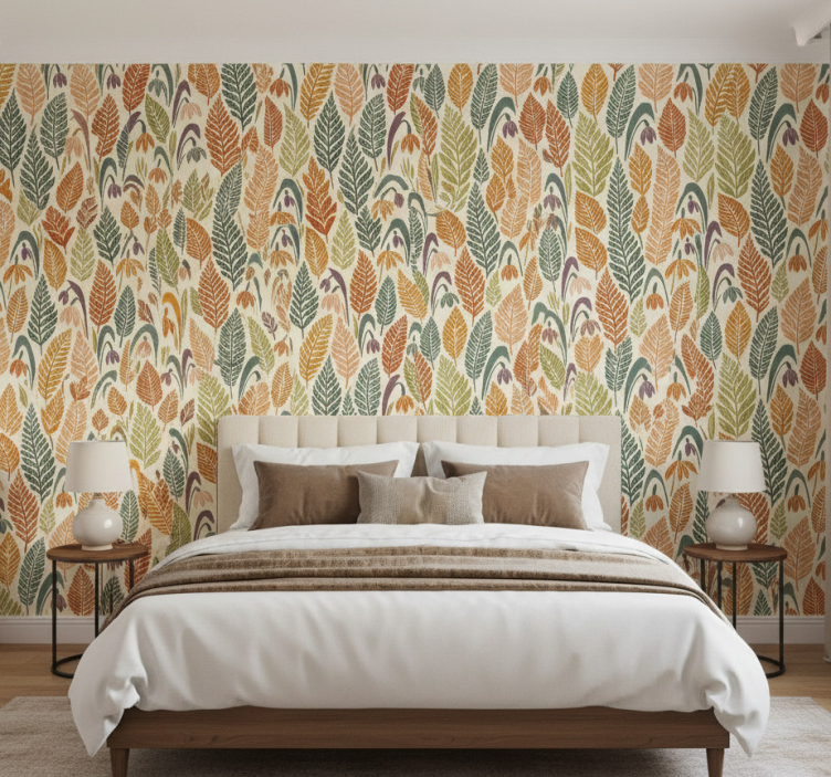 Behang scandinavië met meerkleurige sneeuwklokjes - TenStickers