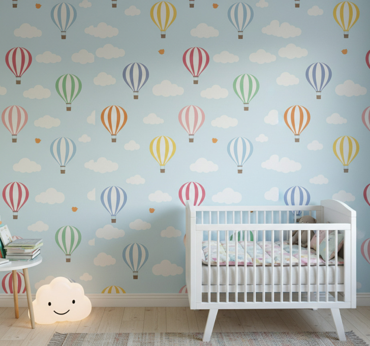 Behang scandinavië pastel kleur ballonvaart - TenStickers