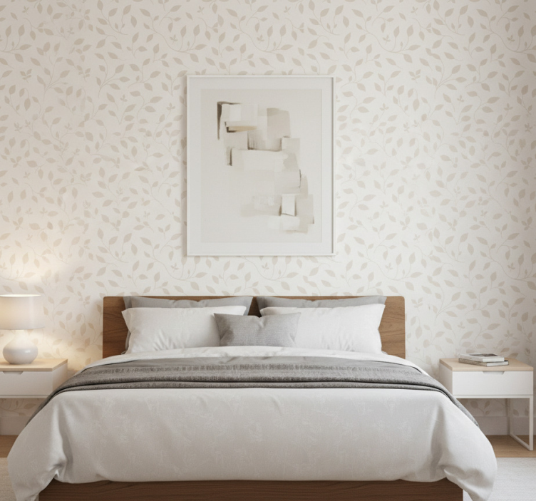 Behang scandinavië rustgevend blad bloemenmotief - TenStickers