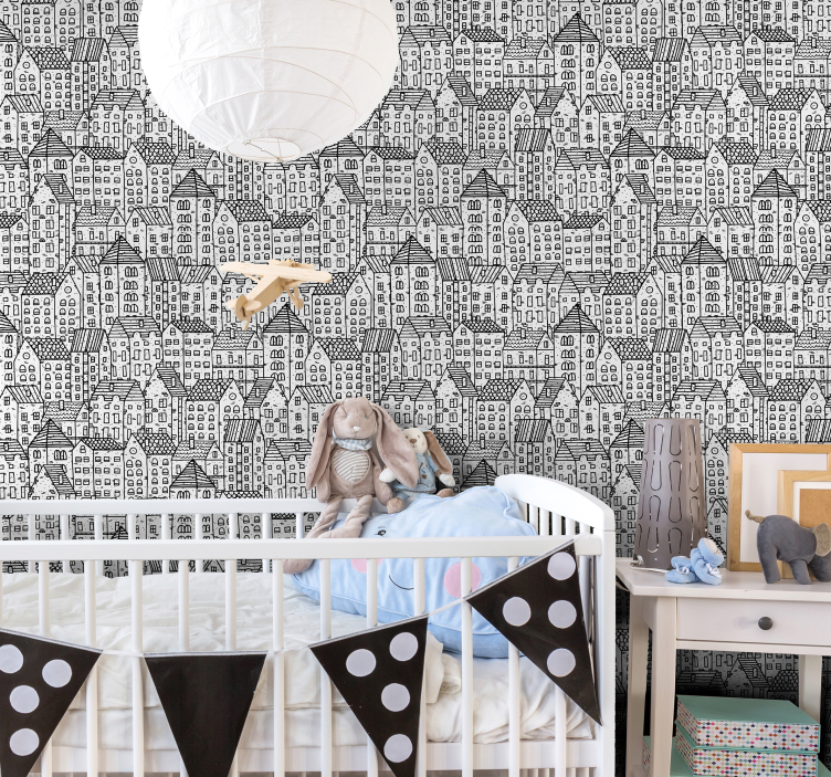Behang stads-en land monochrome stadschets - TenStickers