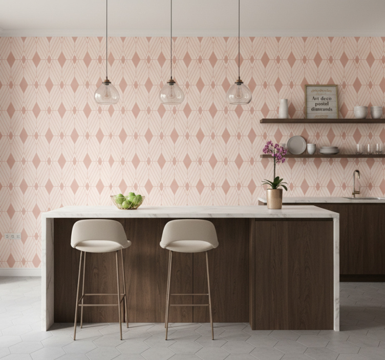Behang tegels art deco pastel diamanten - TenStickers
