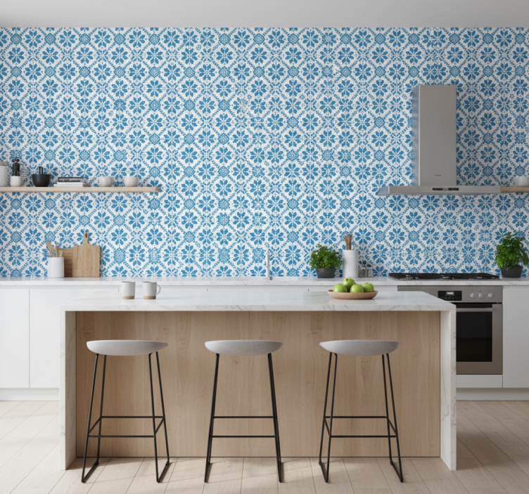 Behang tegels blauw tegelmotief - TenStickers