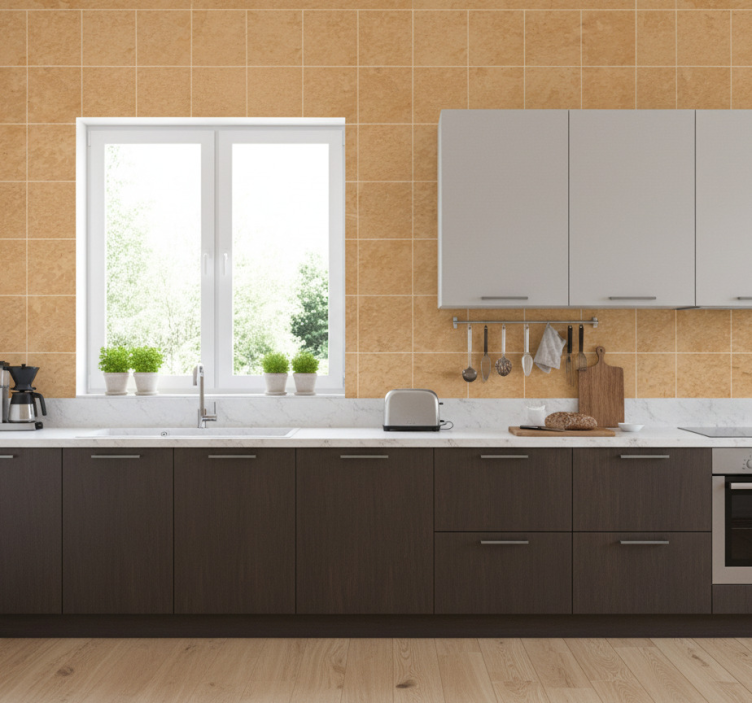 Behang tegels lichtbeige vierkanten - TenStickers