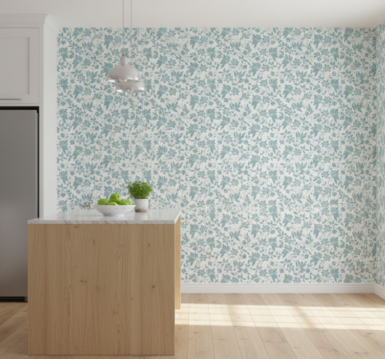 Behang tegels turquoise bloemen tegel - TenStickers