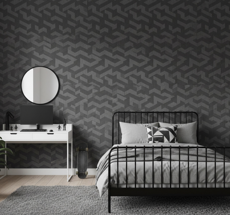 Behang tienerkamer geometrische donkere vormen - TenStickers