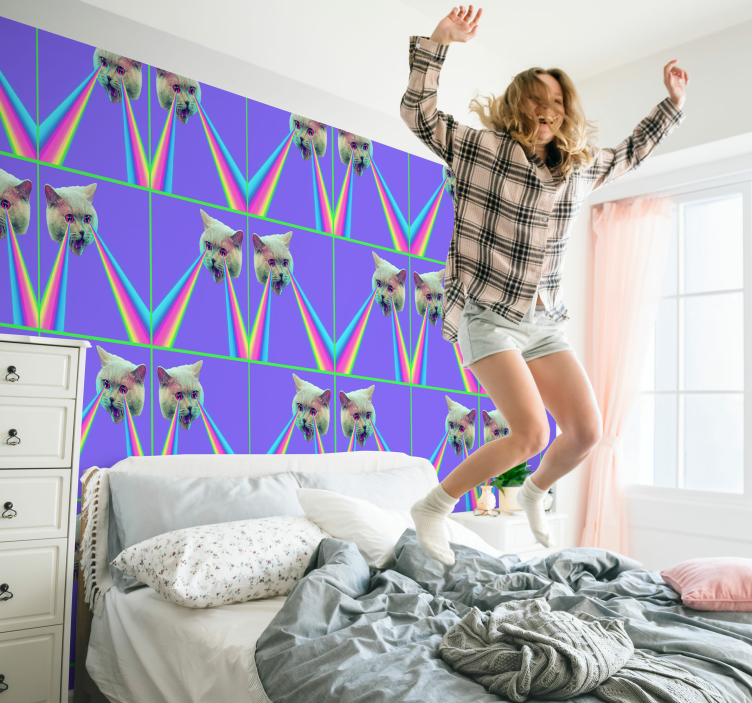 Behang vaporwave laser kat - TenStickers