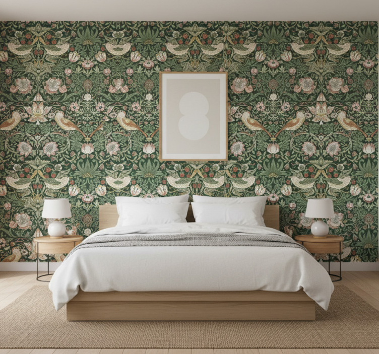 Behang vogels in morris stijl - TenStickers