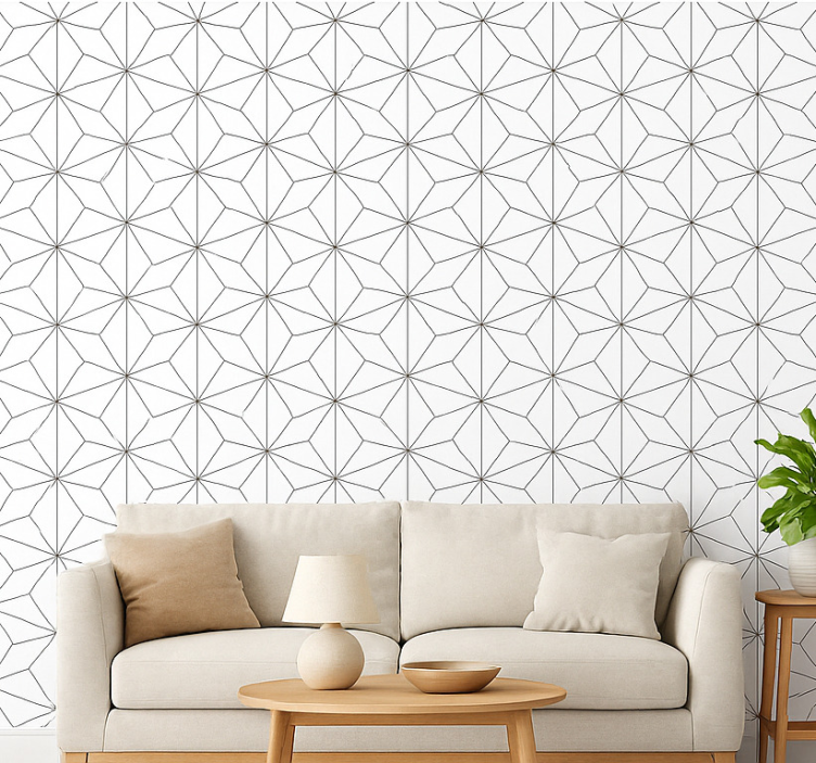 Behang woonkamer abstract hexagoon - TenStickers