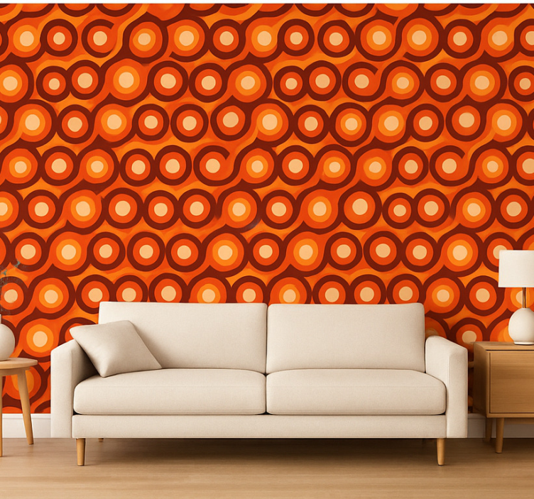 Behang woonkamer abstract modern warme kleuren figuren - TenStickers