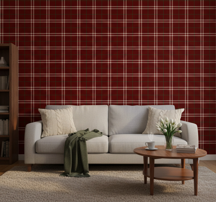 Behang woonkamer met geruit patroon - TenStickers