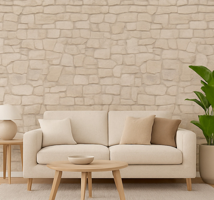 Behang woonkamer natuursteen - TenStickers