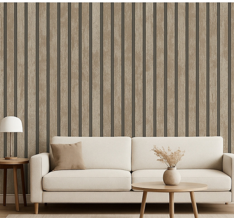 Behang woonkamer rustiek hout - TenStickers