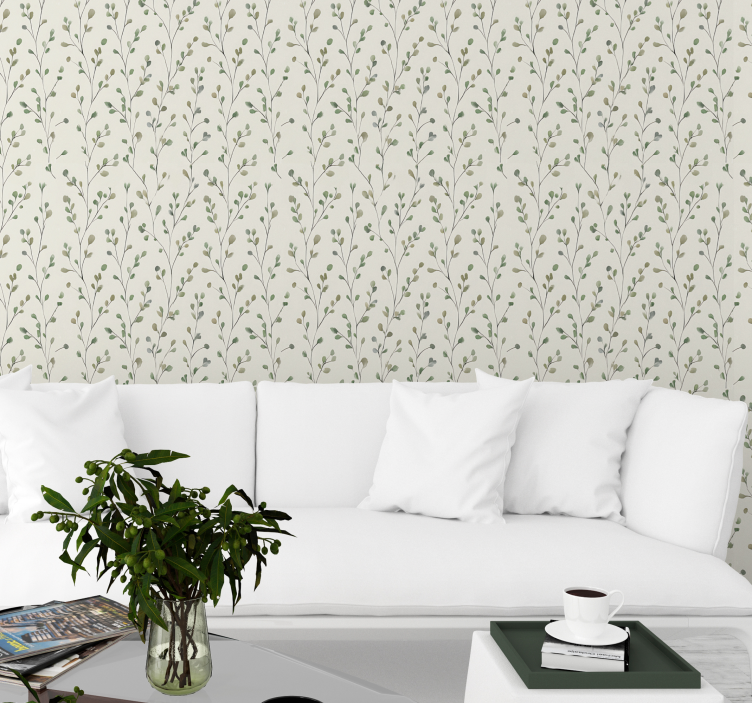 Behang woonkamer tiny bloemen - TenStickers