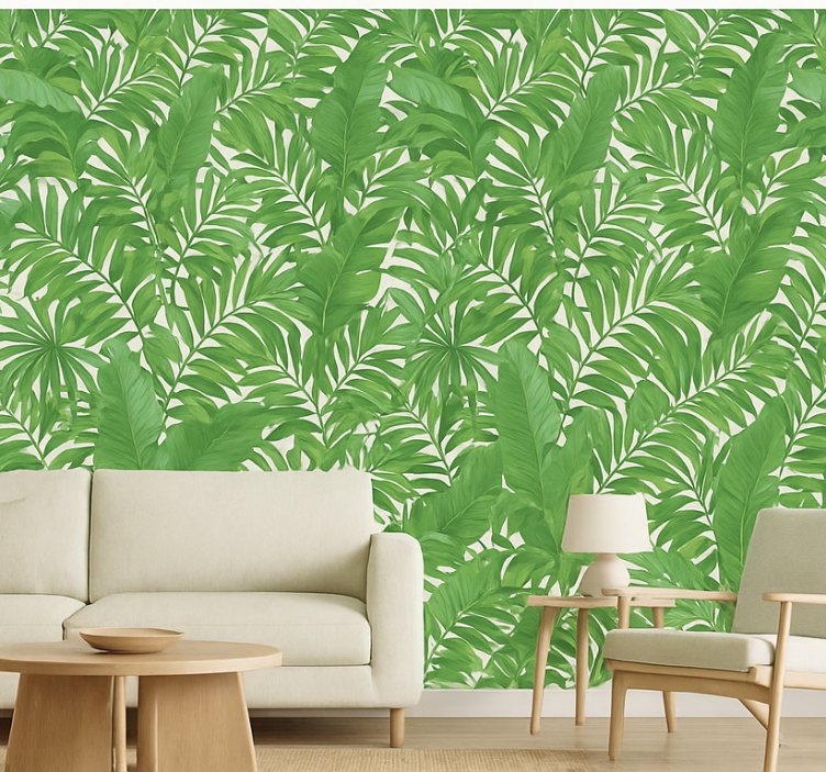 Behang woonkamer tropical leaf - TenStickers