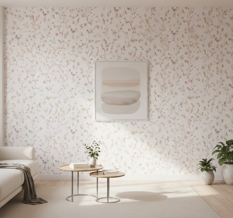 Behang woonkamer waterverf weide takje - TenStickers