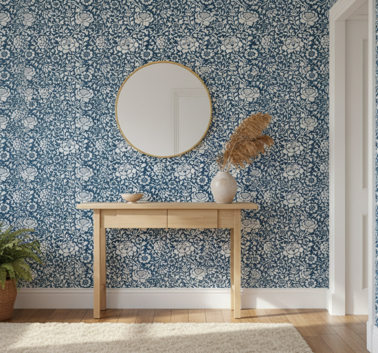 Behangpapier gang blauw vintage patroon - TenStickers
