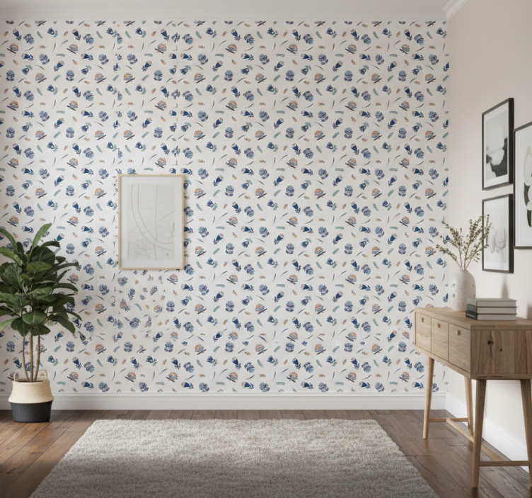 Behangpapier gang blauw volkskunstmotief - TenStickers